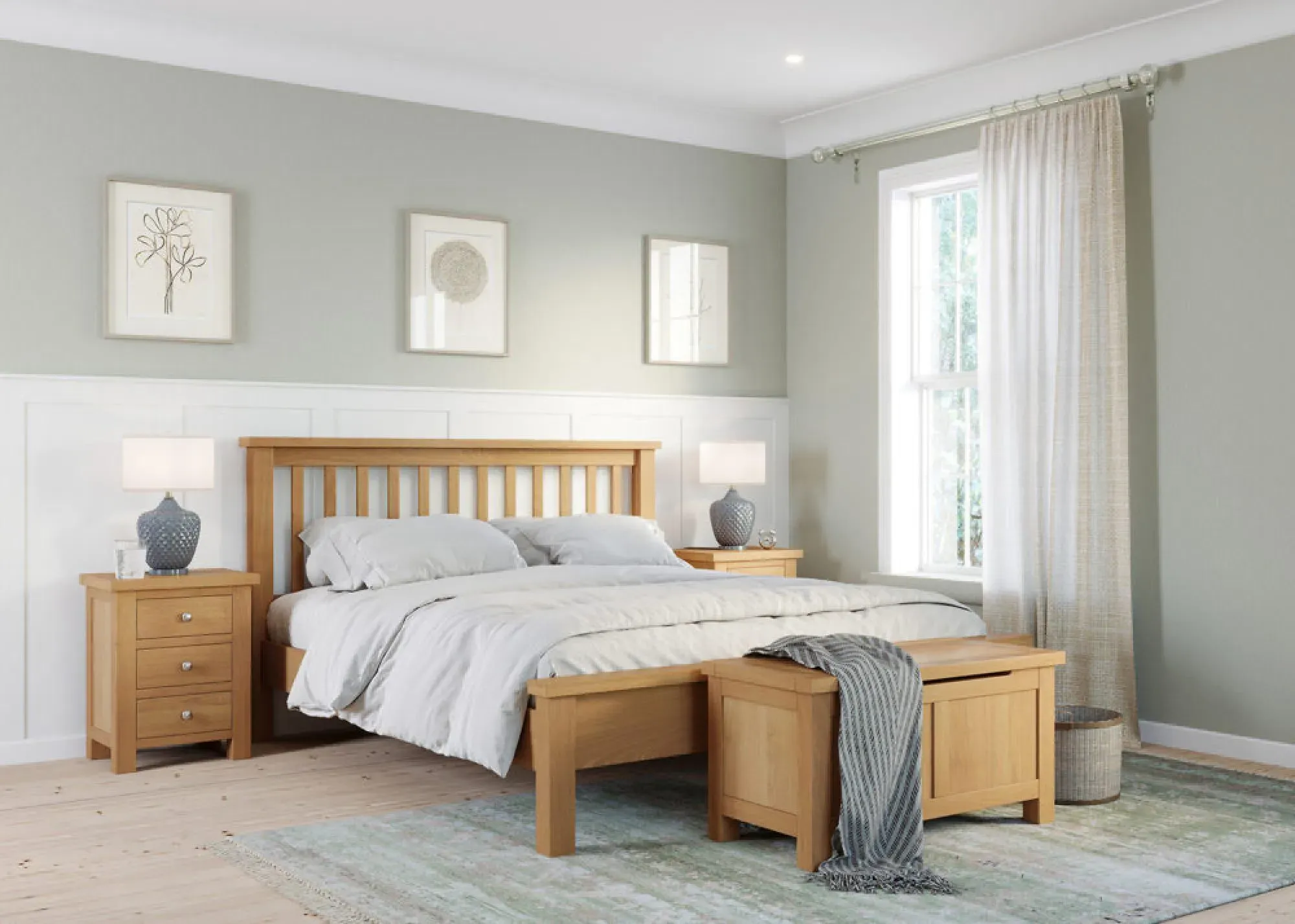 Appleby Oak Slatted Bed - Brown