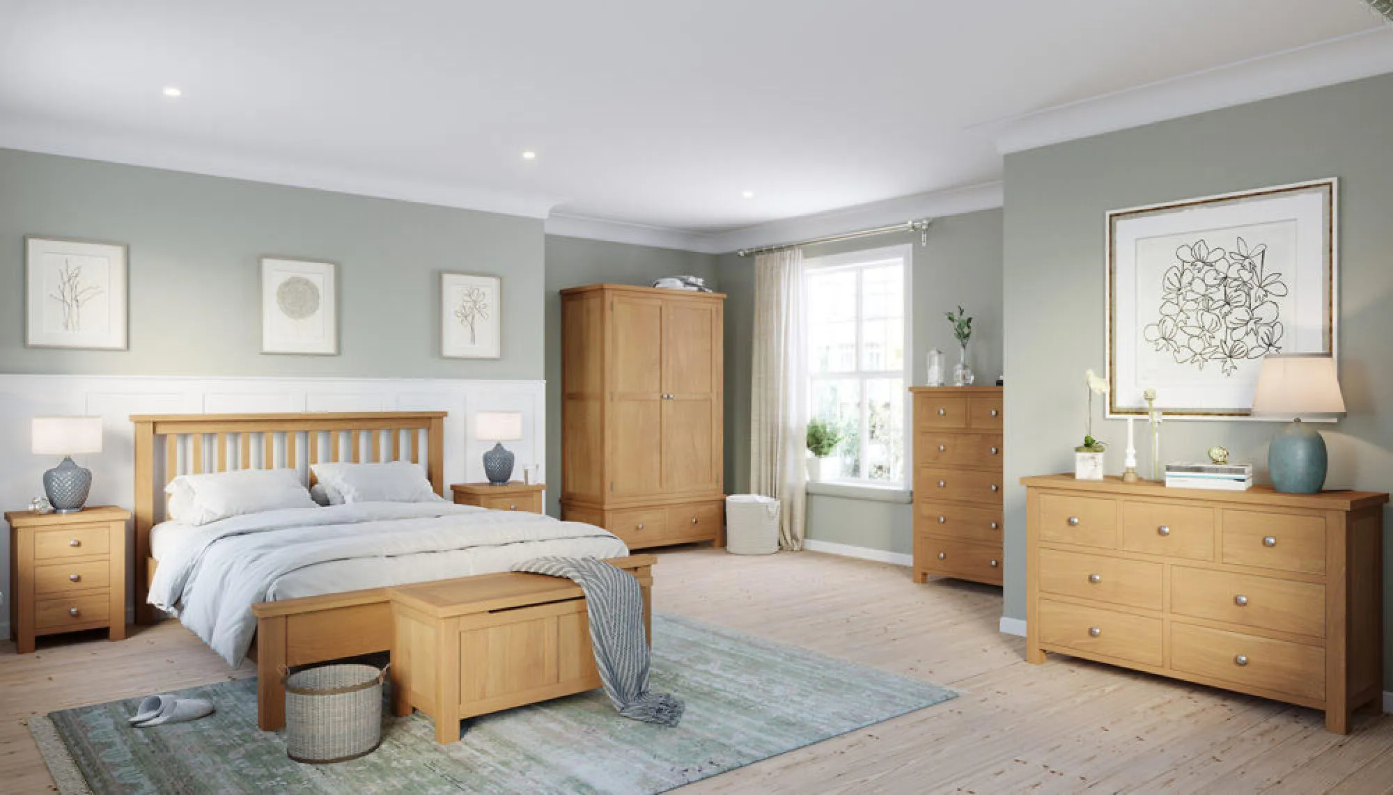 Appleby Oak Slatted Bed - Brown