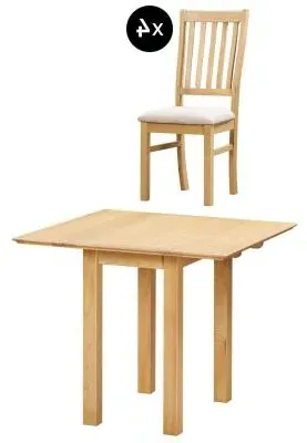 Arlington 2-Seater Oak Square Drop Leaf Dining Set - Natural