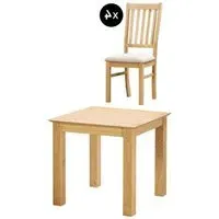 Arlington 2-Seater Square Dining Set with 4 Chairs - Natural, Oak