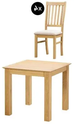 Arlington 2-Seater Square Dining Set with 4 Chairs - Natural, Oak image