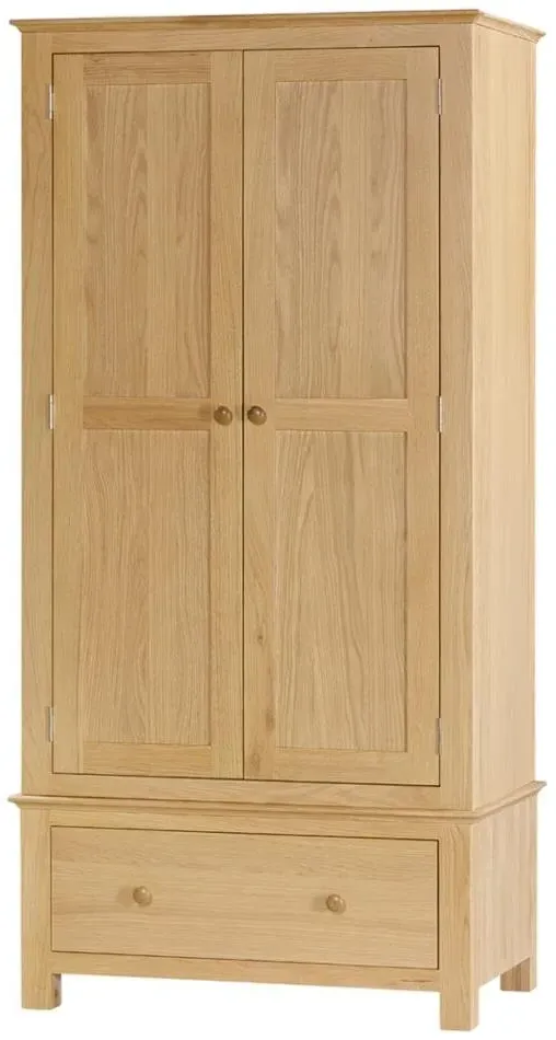 Arlington Oak 2 Door 1 Drawer Double Wardrobe - Natural