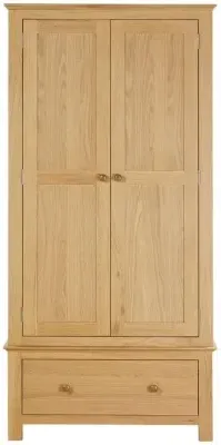 Arlington Oak 2 Door 1 Drawer Double Wardrobe - Natural image