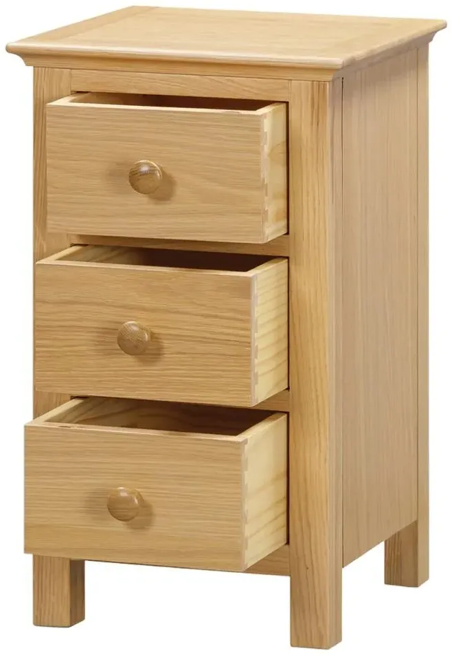 Arlington Oak 3 Drawer Compact Bedside Cabinet - Natural