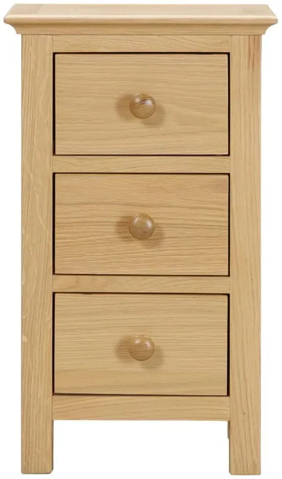 Arlington Oak 3 Drawer Compact Bedside Cabinet - Natural