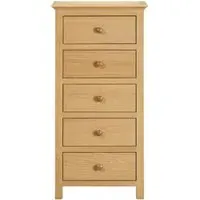 Arlington Oak 5 Drawer Narrow Chest - Natural
