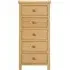 Arlington Oak 5 Drawer Narrow Chest - Natural