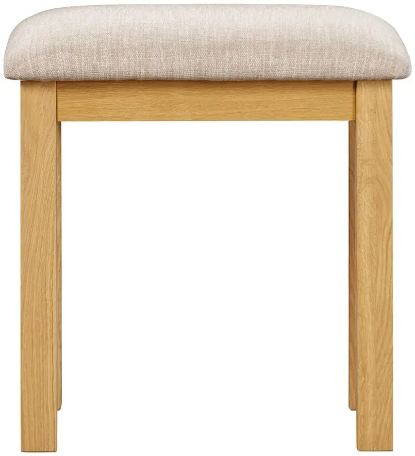 Arlington Oak Padded Dressing Stool - Natural