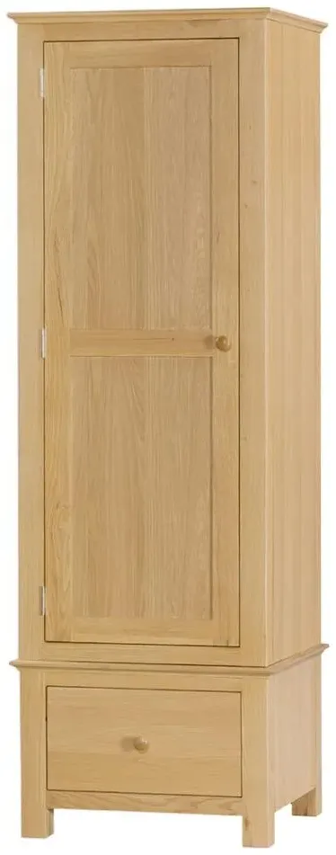 Arlington Oak Single Wardrobe with Drawer - Natural