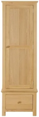 Arlington Oak Single Wardrobe with Drawer - Natural image