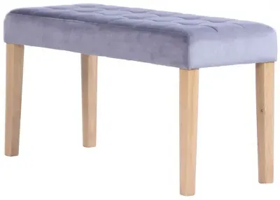 Ashbury Small Dining Bench - Grey, Velvet