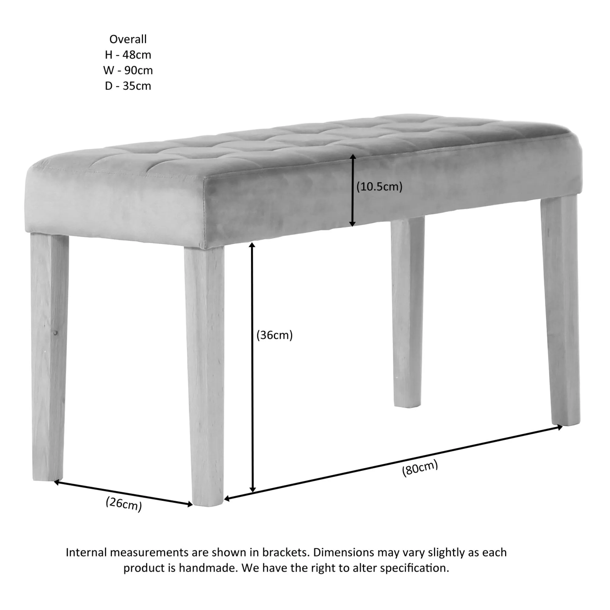 Ashbury Small Dining Bench - Orange, Velvet