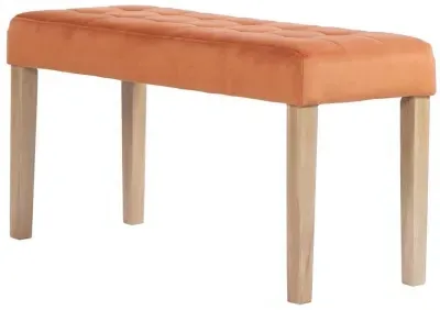 Ashbury Small Dining Bench - Orange, Velvet