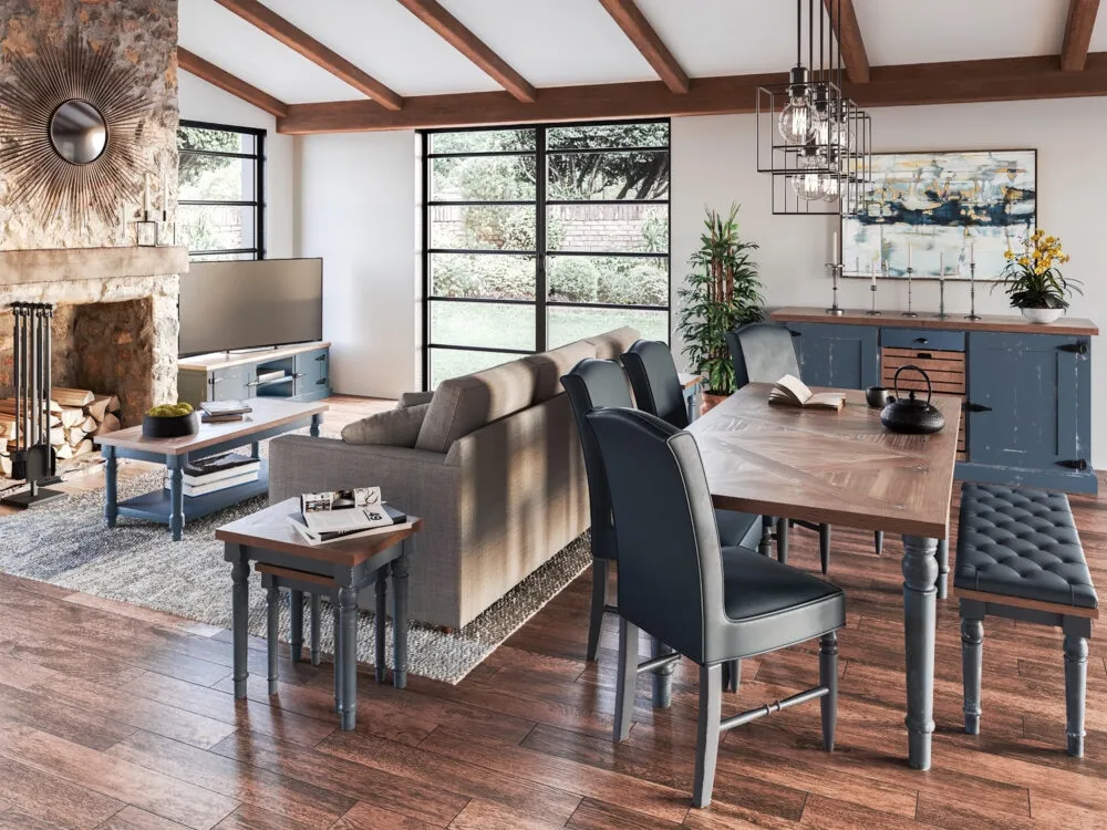 Bishop 6 Seater Dining Table - Grey, Pine