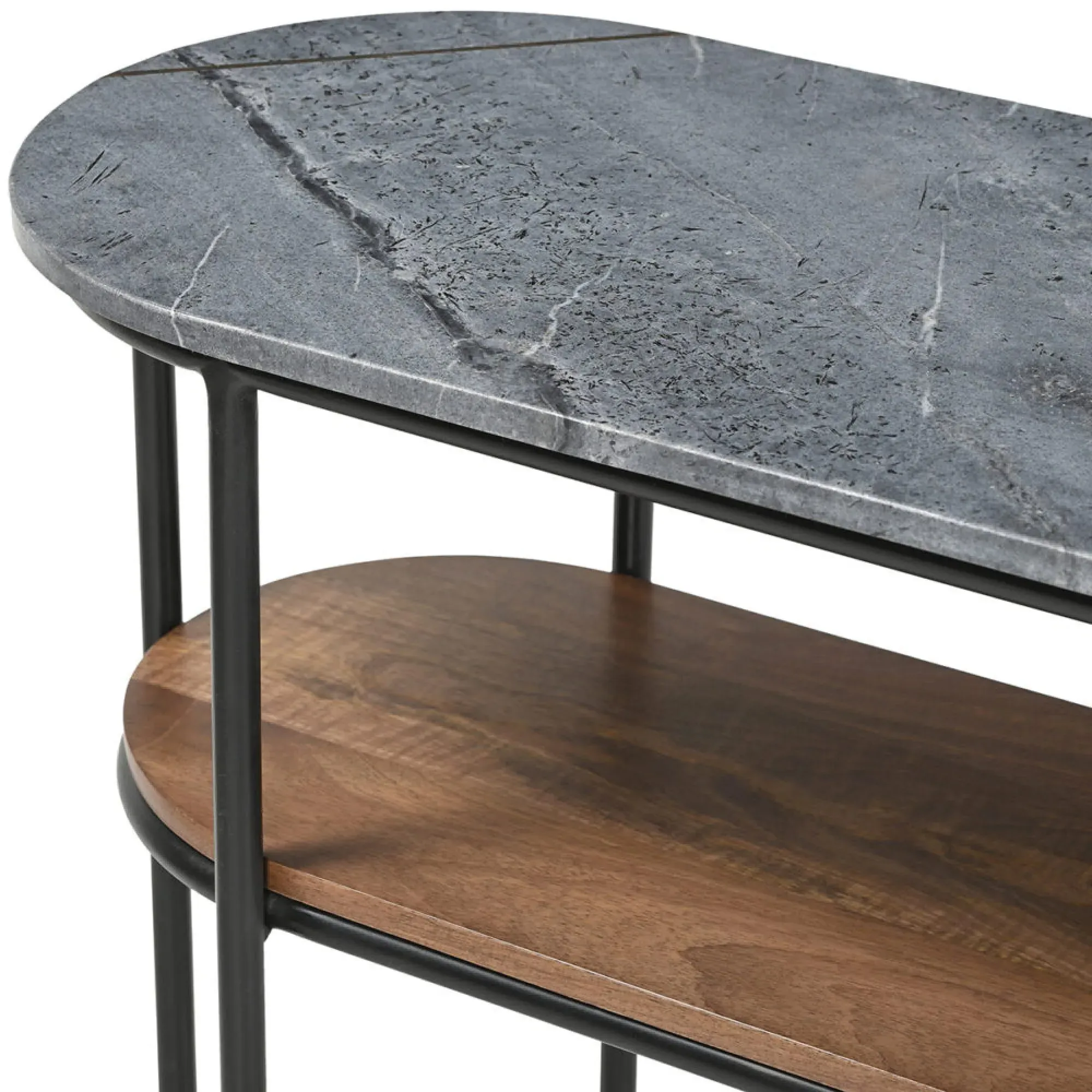 Buxton Oval Console Table - Grey, Marble