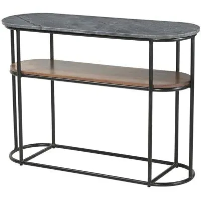 Buxton Oval Console Table - Grey, Marble image