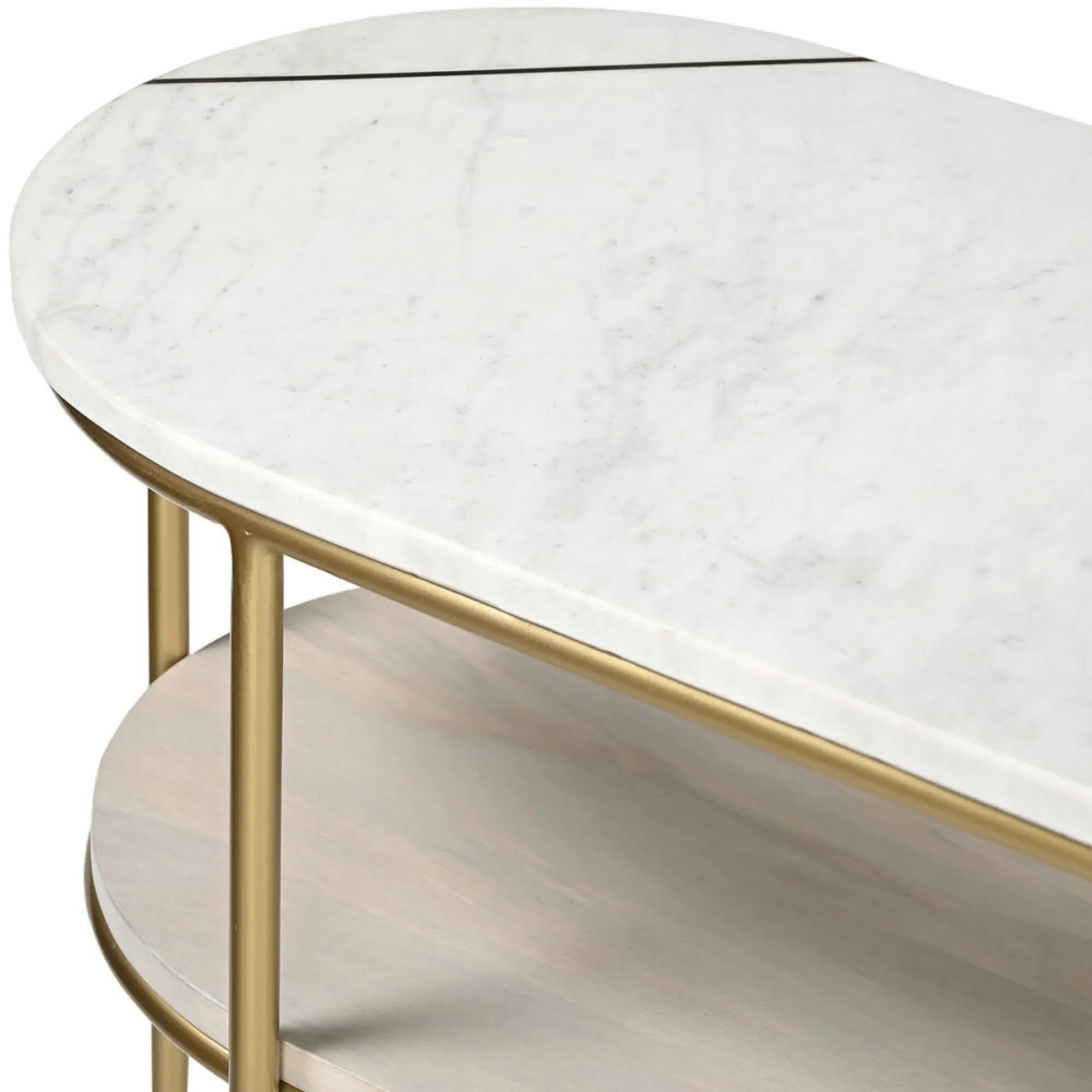 Buxton Oval Console Table - White, Marble