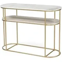 Buxton Oval Console Table - White, Marble