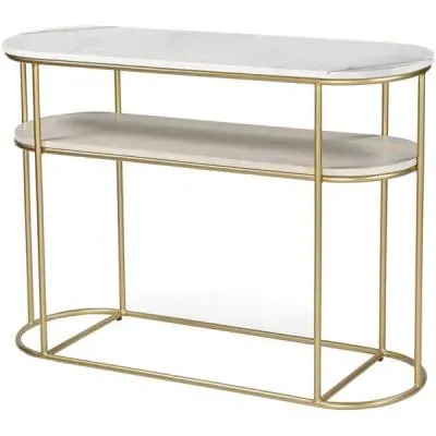 Buxton Oval Console Table - White, Marble