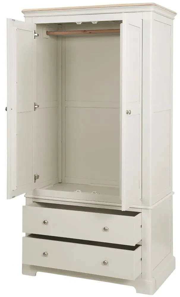 Cromwell 2 Door Wardrobe with Drawers - Grey, Oak