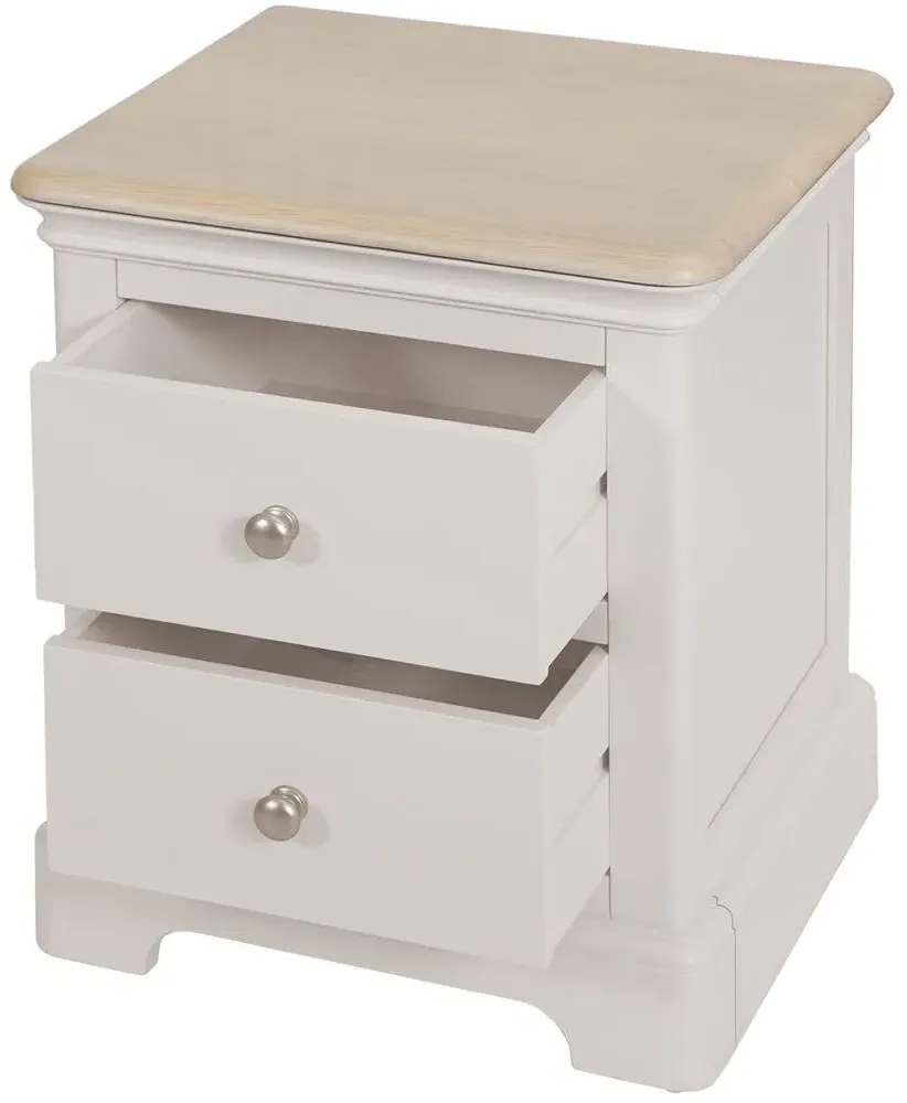 Cromwell 2 Drawer Bedside Cabinet - Grey, Oak