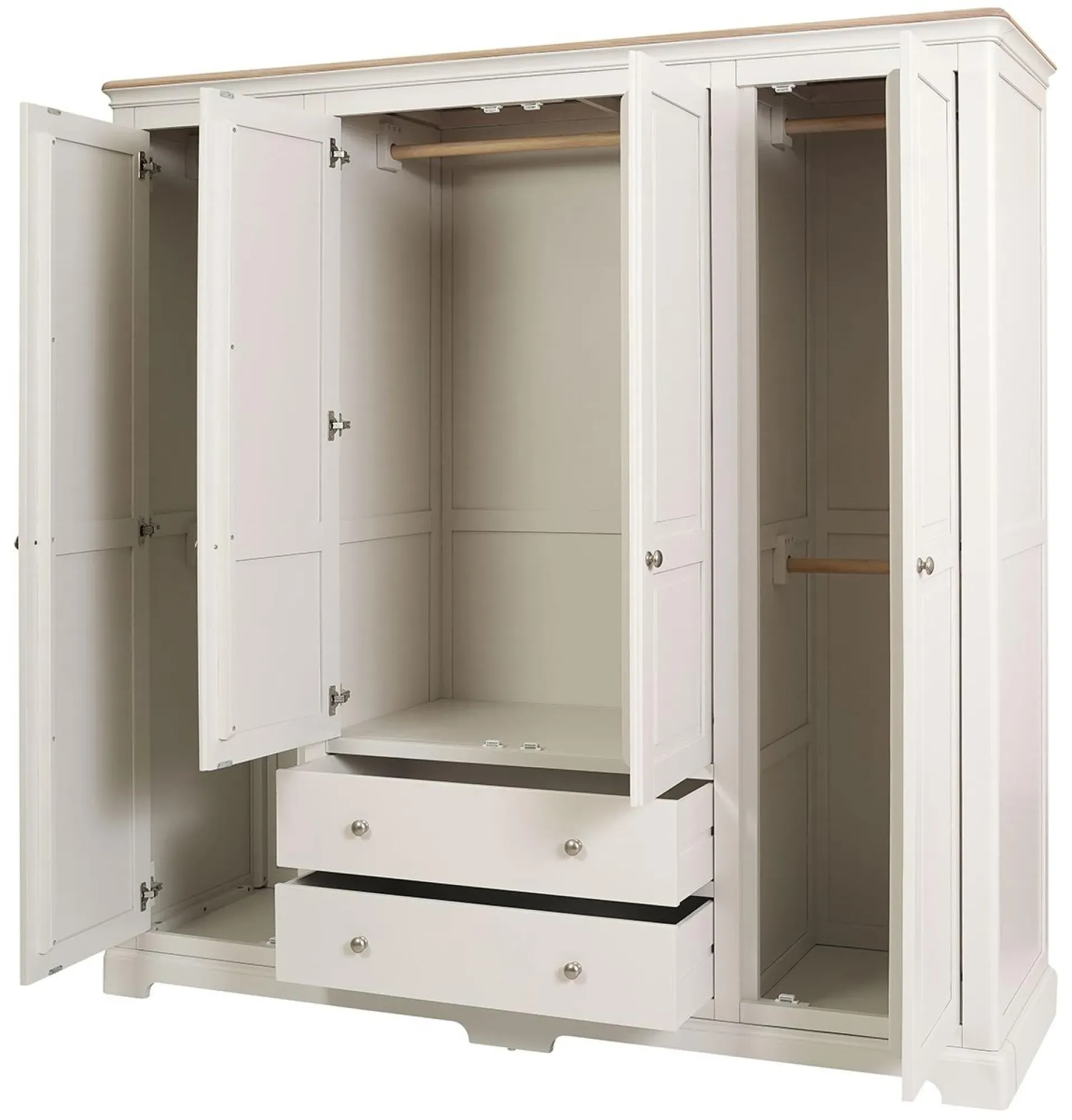 Cromwell 4 Door Wardrobe with Drawers - Grey, Oak