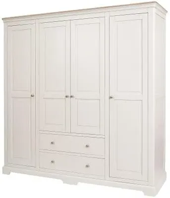 Cromwell 4 Door Wardrobe with Drawers - Grey, Oak image