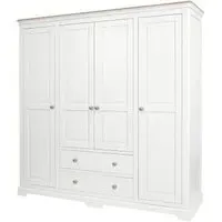 Cromwell 4 Door Wardrobe with Drawers - White, Oak