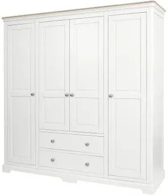 Cromwell 4 Door Wardrobe with Drawers - White, Oak