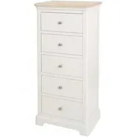 Cromwell 5 Drawer Narrow Chest - Grey Mist, Oak Pine MDF