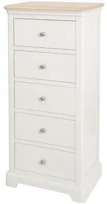 Cromwell 5 Drawer Narrow Chest - Grey Mist, Oak Pine MDF image