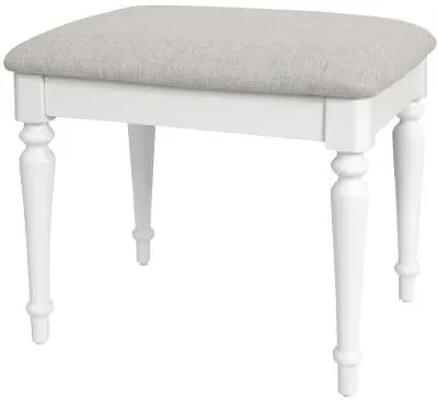 Cromwell Padded Dressing Stool - White, Oak