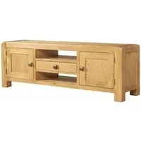 Curve Oak 145cm Wide TV Unit - Wax, Oak