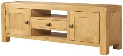 Curve Oak 145cm Wide TV Unit - Wax, Oak image