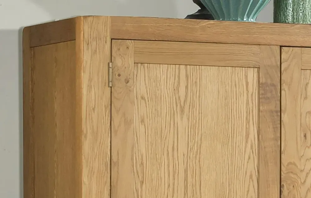 Curve Oak 2 Door Double Wardrobe with Drawers - Wax