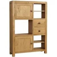 Curve Oak 2 Door High Display Cabinet - Wax