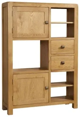 Curve Oak 2 Door High Display Cabinet - Wax