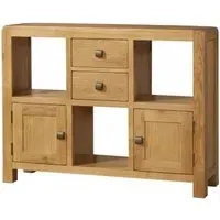 Curve Oak 2 Door Low Display Cabinet - Wax