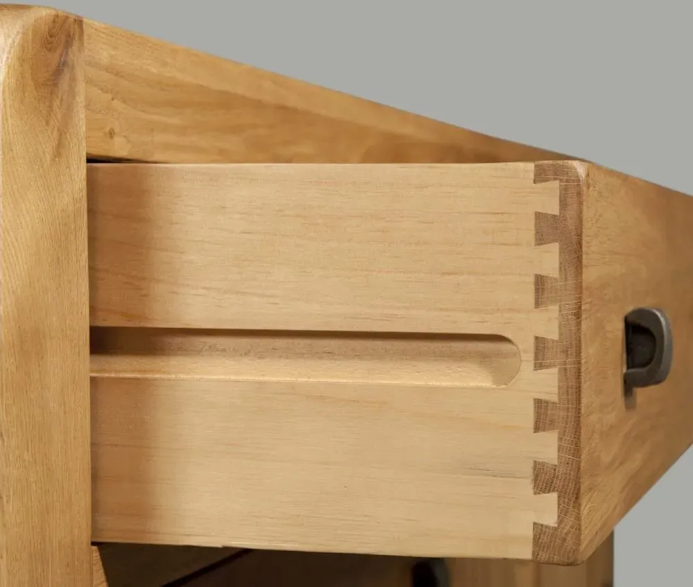 Curve Oak 2 Drawer Console Table - Wax