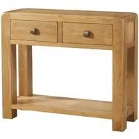 Curve Oak 2 Drawer Console Table - Wax
