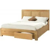 Curve Oak 2 Drawer Storage Bed - Wax