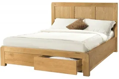 Curve Oak 2 Drawer Storage Bed - Wax image