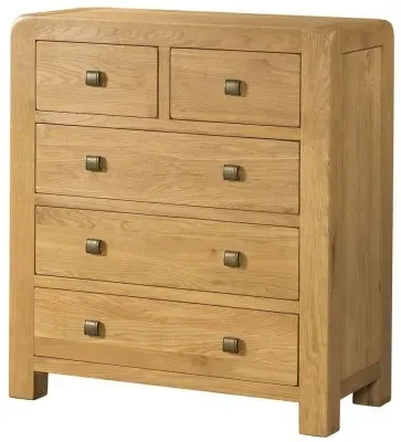 Curve Oak 2+3 Drawer Chest - Wax