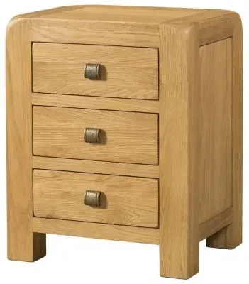 Curve Oak 3 Drawer Bedside Cabinet - Wax image