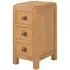 Curve Oak 3 Drawer Compact Bedside Cabinet - Wax