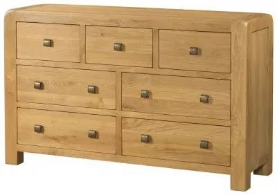 Curve Oak 3+4 Drawer Chest - Wax