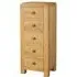 Curve Oak 5 Drawer Narrow Chest - Wax