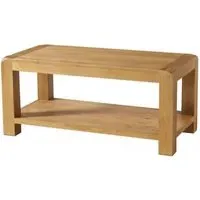 Curve Oak Coffee Table with Storage - Wax