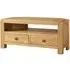 Curve Oak Corner TV Unit with 2 Drawers - Wax