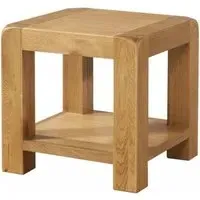 Curve Oak Lamp Table with Storage - Wax, Oak